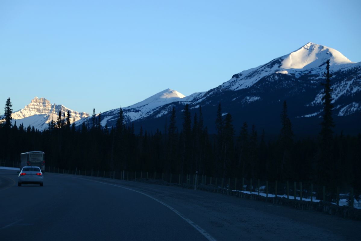 20A Mount Hector, Whitehorn Mountain, Lipalian Mountain Early Morning From Trans Canada Highway Before Lake Louise on Drive From Banff in Winter